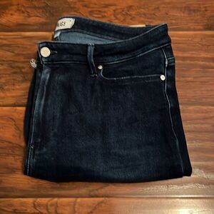 Paige Cindy Crop Distressed Denim Raw Hem Crop Jeans